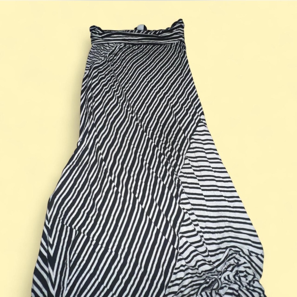 Joe B Asymmetrical Black and White Striped Dress